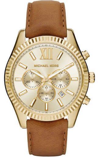 michael kors men's mk8447 lexington gold-tone watch with brown strap